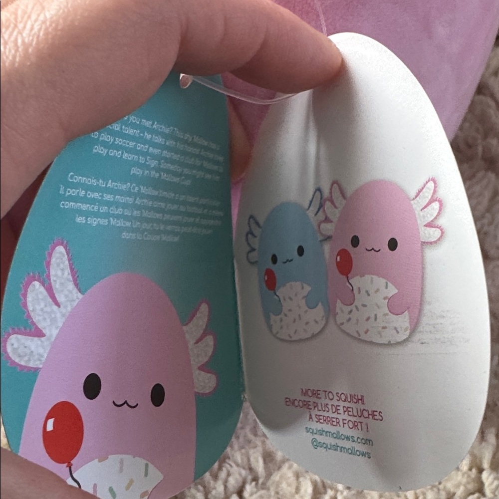 Squishmallows Archie Pink Plush with Sprinkles and Red Balloon Detail - Picture 3 of 6